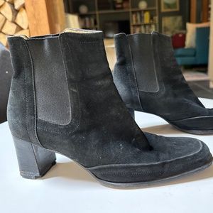 Hermes Black Suede Boots with heel size 36 1/2